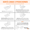 Sofácama Martins 5 posiciones Turquesa