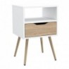 Mesa de Noche Otom Blanco + Rovere