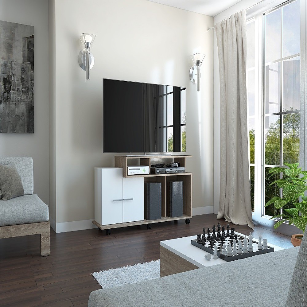 Rack para TV Valera Miel + Blanco